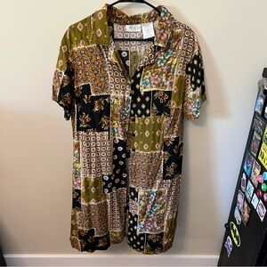 Patchwork button down duster